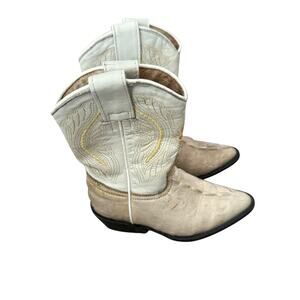 Pastizal Little Boys Size 6.5 Beige Lizzard Embossed Leather Mexico Cowboy Boots